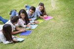 Students studying outdoors