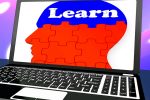 Learn On Brain On Laptop Shows Online Education And E-Learning