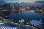 Singapore skyline with topview twilight